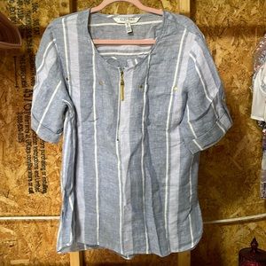 Blue stripes shirt size large gold details